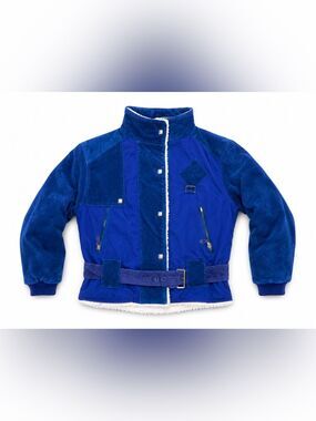 Vintage Saxton Hall Blue Shearling Lined Suede & Nylon Jacket Men’s M Korea
